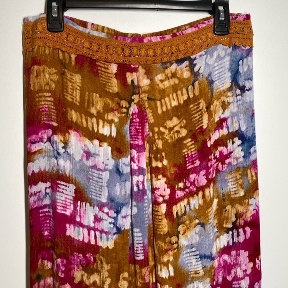 Earthbound Tie Dye Wide Leg High Waisted Boho Pants Medium - Picture 3 of 9